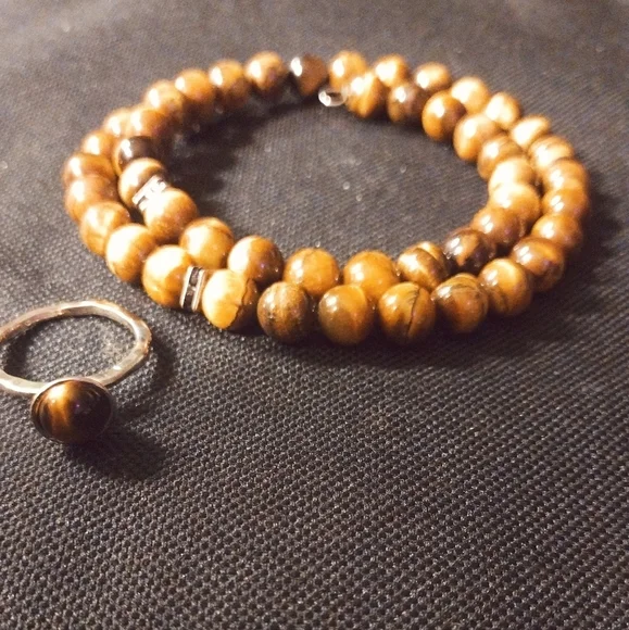 Tigers Eye wrap Bracelet and Ring Set - Picture 7 of 10
